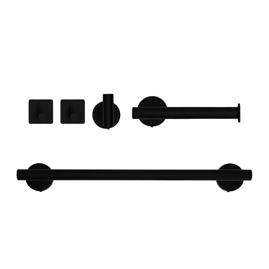QUVIO Badkamer accessoires - Set van 5 - RVS - Zwart afbeelding 1