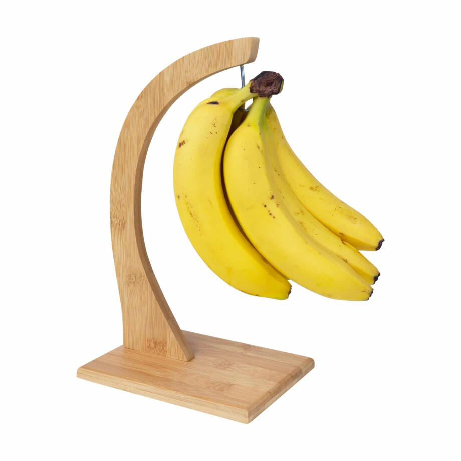 QUVIO Bananenhouder - 18 x 13 x 32 cm - Hout afbeelding 1
