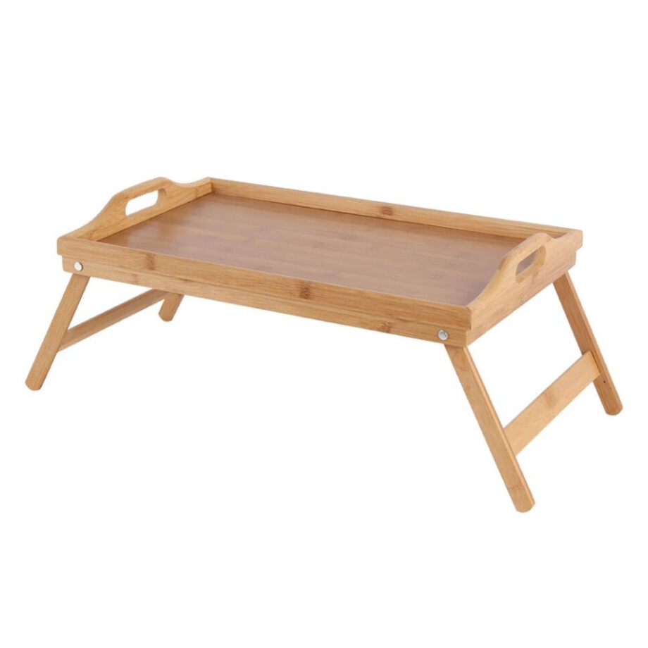 QUVIO Bedtafel Dienblad - Inklapbaar - Met 2 Handvatten - Bamboe afbeelding 1