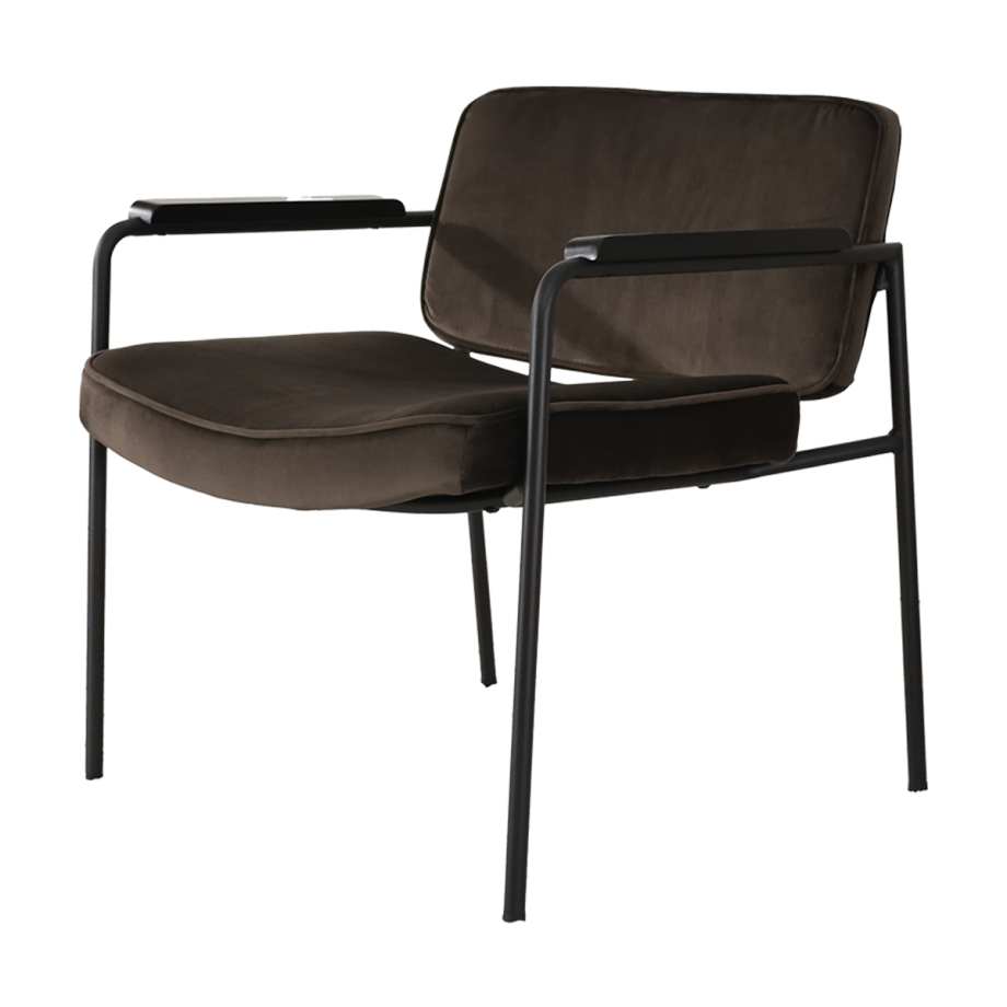 Bibi velvet fauteuil bruin - met armleuningen Bibi velvet fauteuil bruin - met armleuningen afbeelding 1