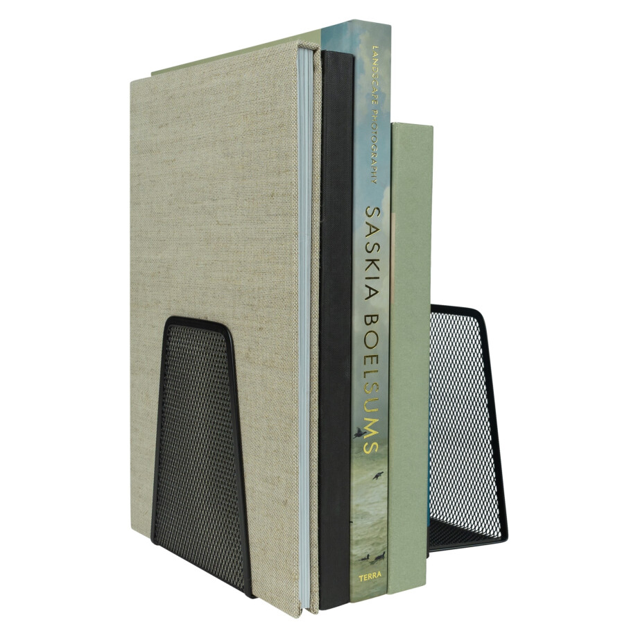 QUVIO Boekensteunen set van 2 - Staal - Zwart - 13 x 10 x 15 cm afbeelding 1