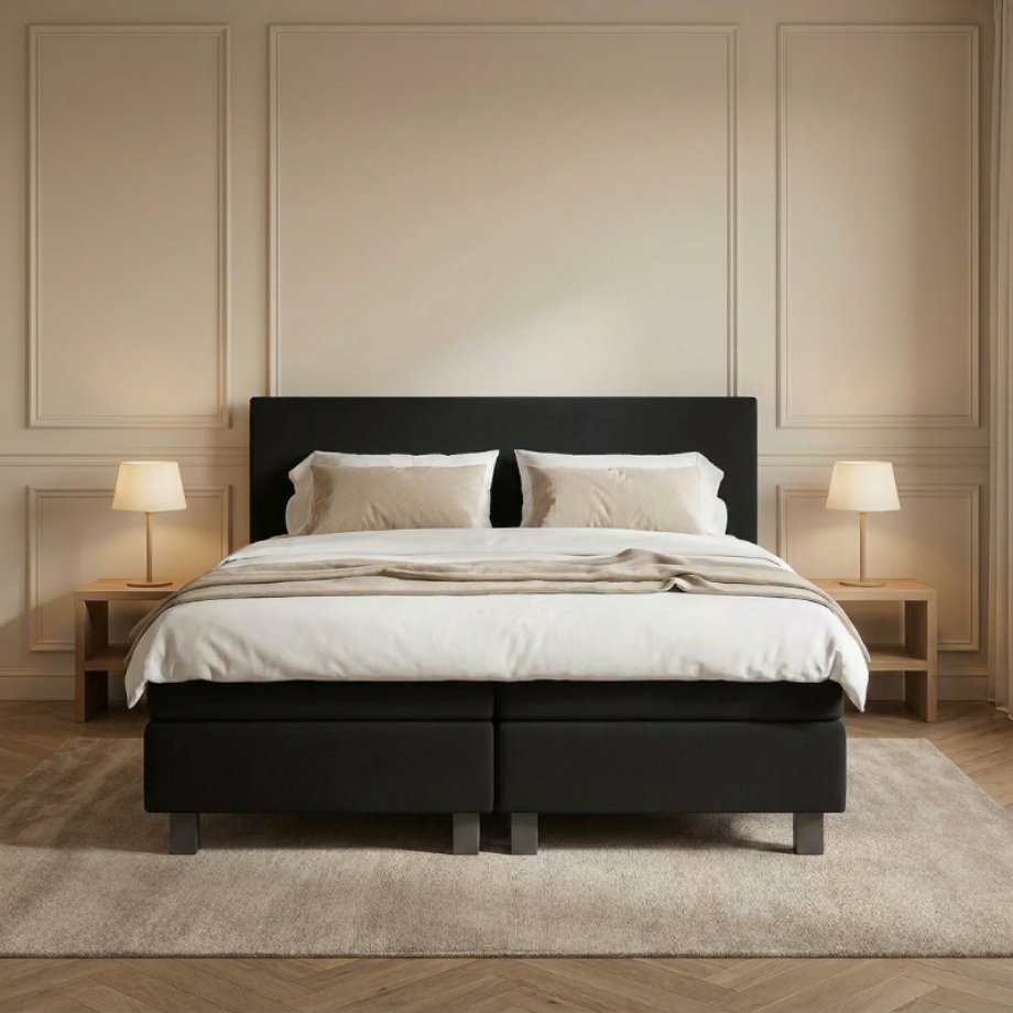 1-Persoons Boxspring Julia Relax - Zwart - Zwart 90x210 Cm - Pocketvering - Inclusief Topper - Dekbed-Discounter.nl afbeelding 1