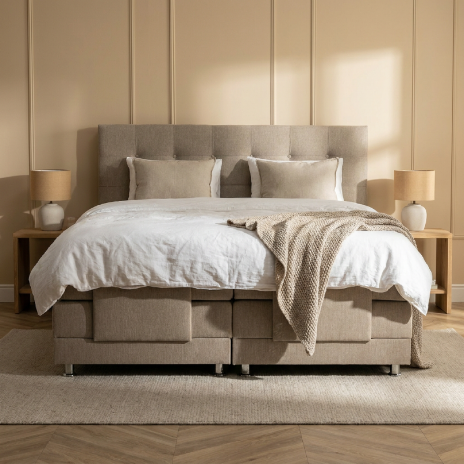 Elektrisch Verstelbare 2-Persoons Elektrische Boxspring Hotel - Grijs 180x210 Cm - Pocketvering - Inclusief Topper - Dekbed-Discounter.nl Elektrisch Verstelbare 2-Persoons Elektrische Boxspring Hotel - Grijs 180x210 Cm - Pocketvering - Inclusief Topper - Dekbed-Discounter.nl afbeelding 1