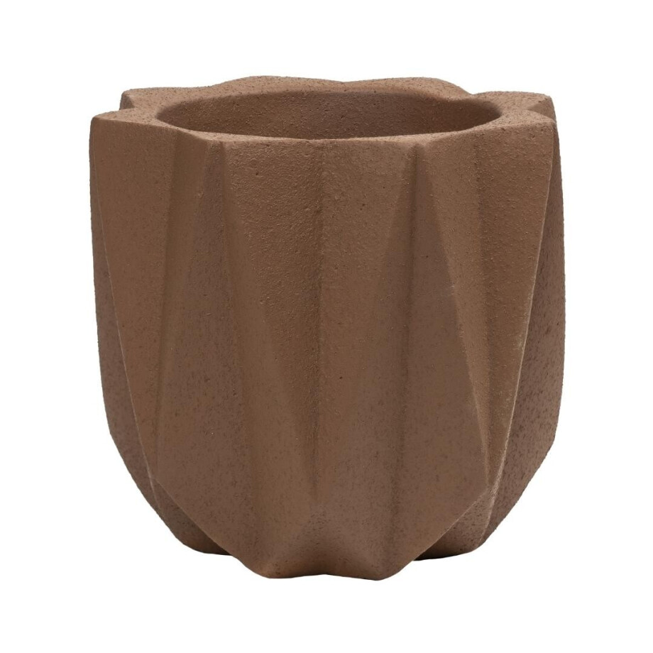 QUVIO Bloempot cement - 15 x 15 x 14 cm - Bruin afbeelding 1