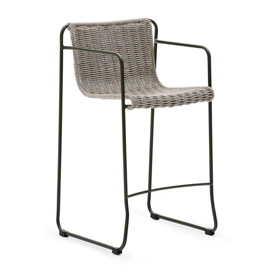 Kave Home Outdoor Barkruk 'Maurina' Touw en staal, kleur Grijs (zithoogte 65cm) afbeelding 1