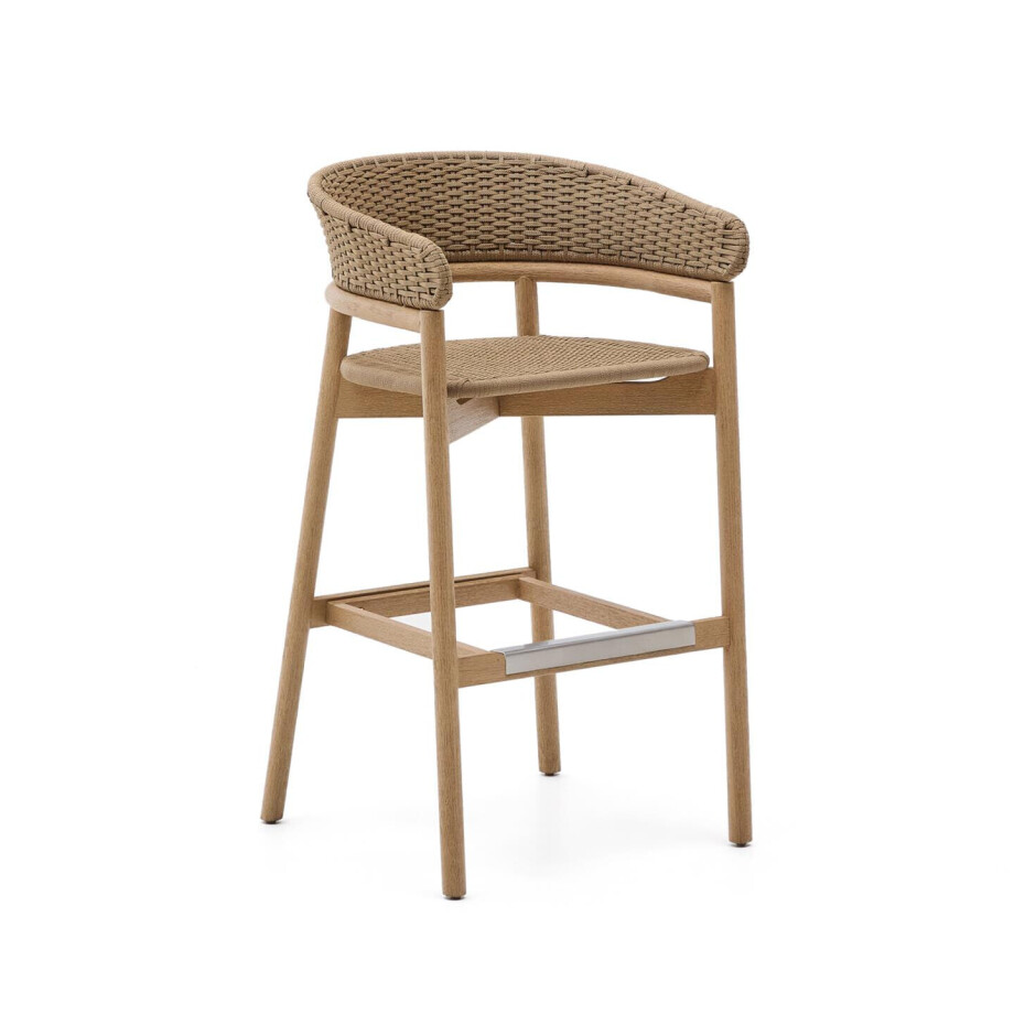 Kave Home Outdoor Barkruk 'Arinella' Acaciahout en geweven touw (zithoogte 75cm) afbeelding 1