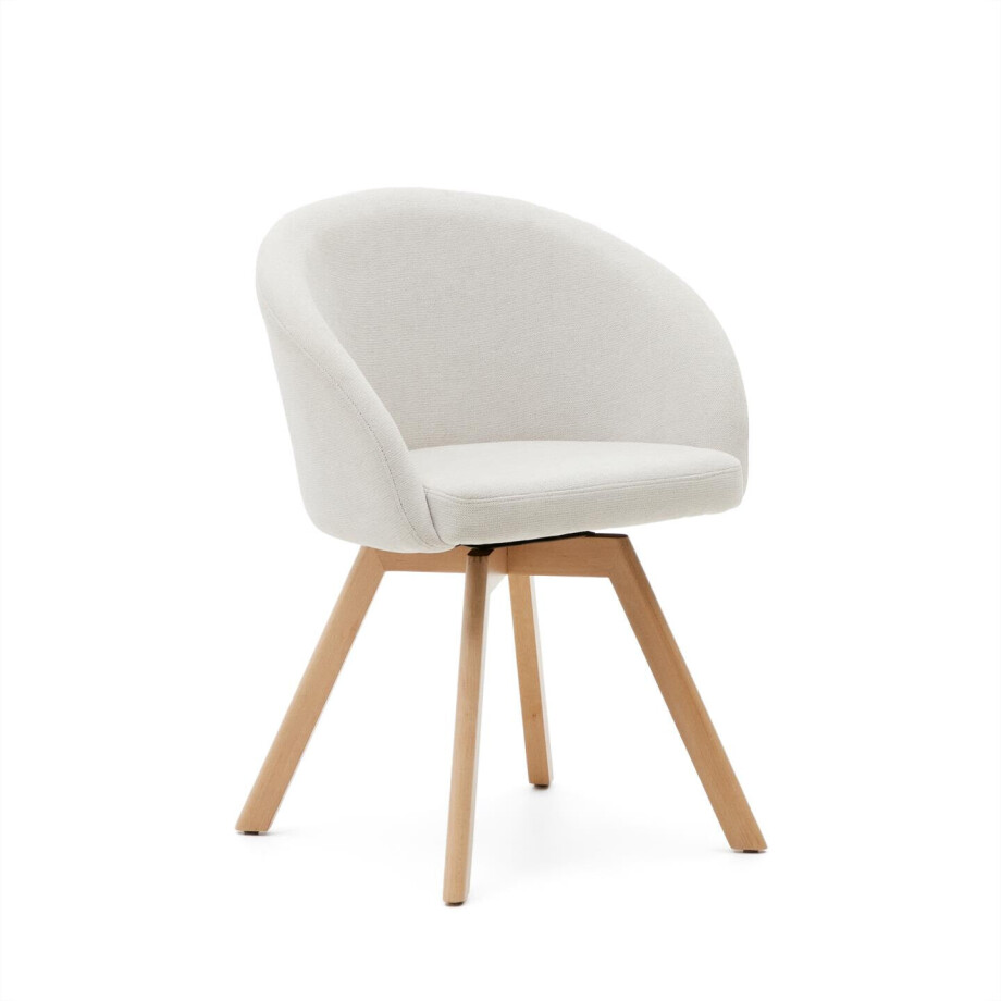 Kave Home Draaibare Eetkamerstoel 'Marvin' Chenille, kleur Beige Kave Home Draaibare Eetkamerstoel 'Marvin' Chenille, kleur Beige afbeelding 1