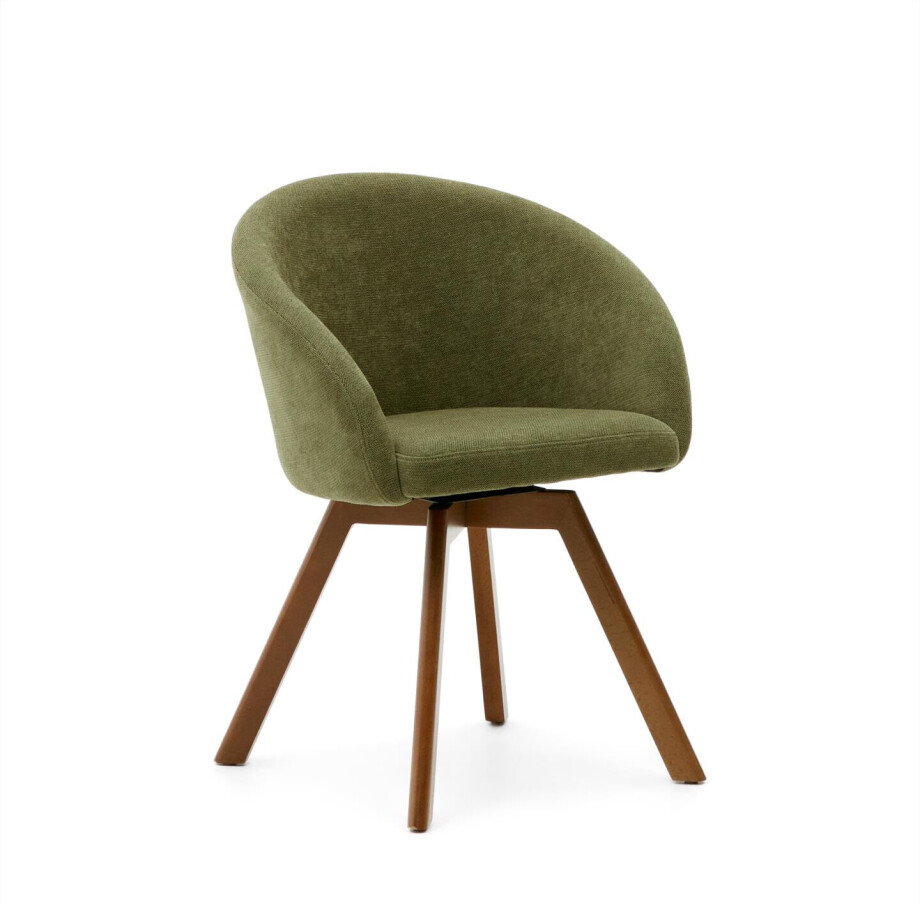 Kave Home Draaibare Eetkamerstoel 'Marvin' Chenille, kleur Groen Kave Home Draaibare Eetkamerstoel 'Marvin' Chenille, kleur Groen afbeelding 1