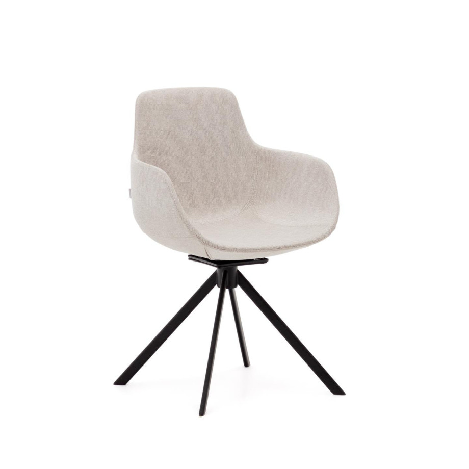 Kave Home Draaibare Eetkamerstoel 'Tissiana' Chenille, kleur Beige afbeelding 1