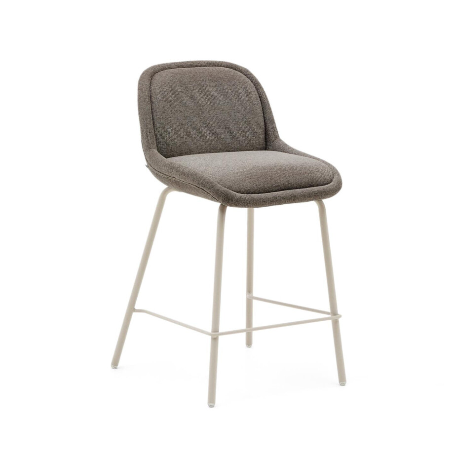 Kave Home Barkruk 'Aimin' Chenille, kleur Bruin (zithoogte 65cm) afbeelding 1