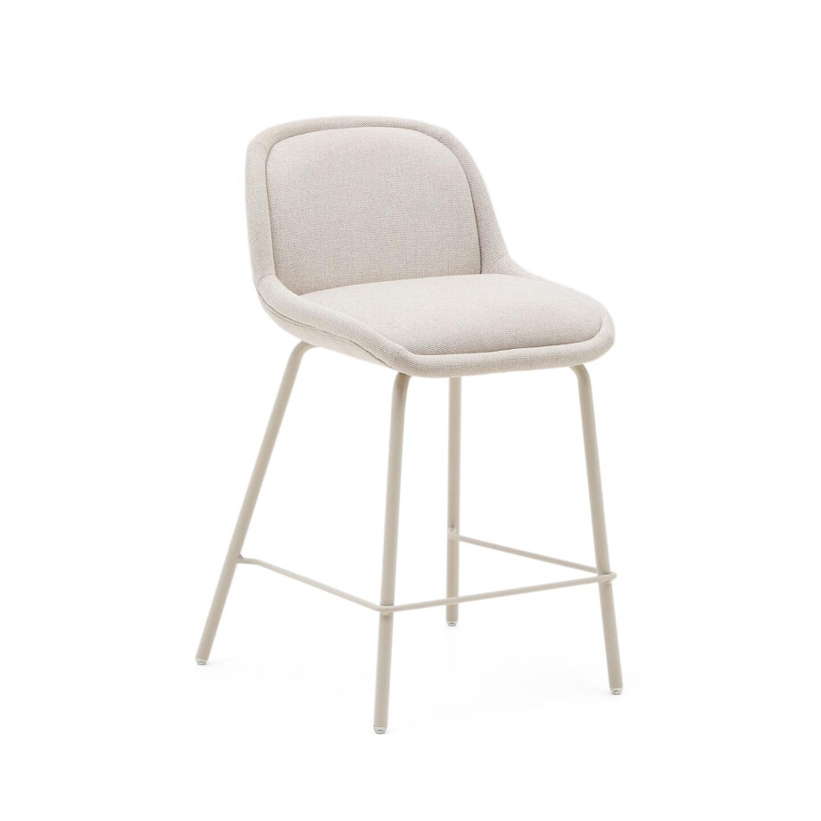 Kave Home Barkruk 'Aimin' Chenille, kleur Beige (zithoogte 65cm) afbeelding 1
