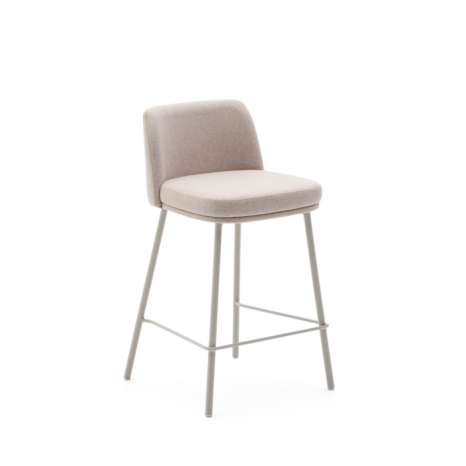 Kave Home Barkruk 'Minami' Chenille, kleur Beige (zithoogte 65cm) afbeelding 1