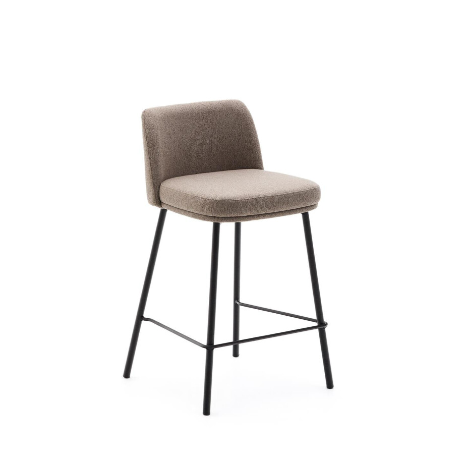 Kave Home Barkruk 'Minami' Chenille, kleur Bruin (zithoogte 65cm) afbeelding 1