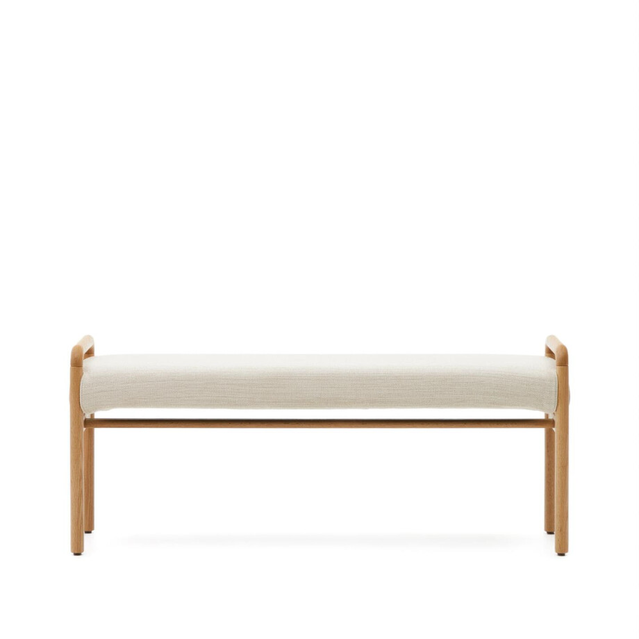 Kave Home Bankje 'Macaret' Eikenhout en chenille, kleur Naturel Kave Home Bankje 'Macaret' Eikenhout en chenille, kleur Naturel afbeelding 1