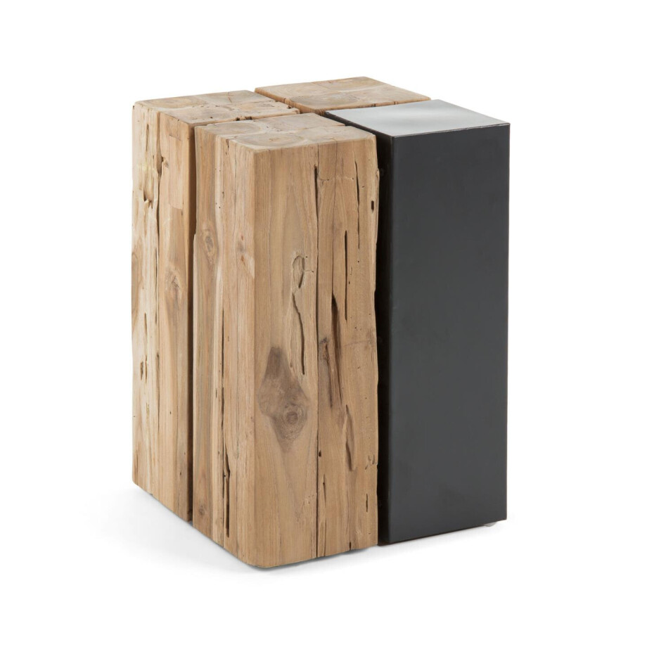 Kave Home Bijzettafel 'Kwango' Teakhout en metaal, 29 x 29cm afbeelding 1