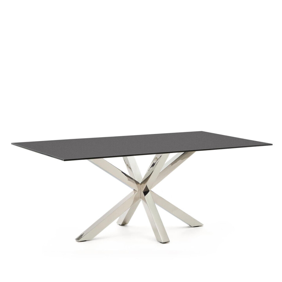 Kave Home Eettafel 'Argo' Glas, 200 x 100cm, kleur Zwart afbeelding 1