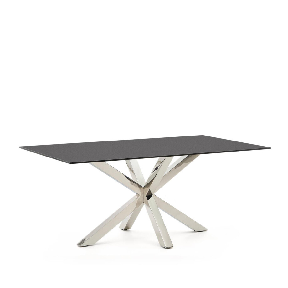 Kave Home Eettafel 'Argo' Glas, 180 x 100cm, kleur Zwart afbeelding 1