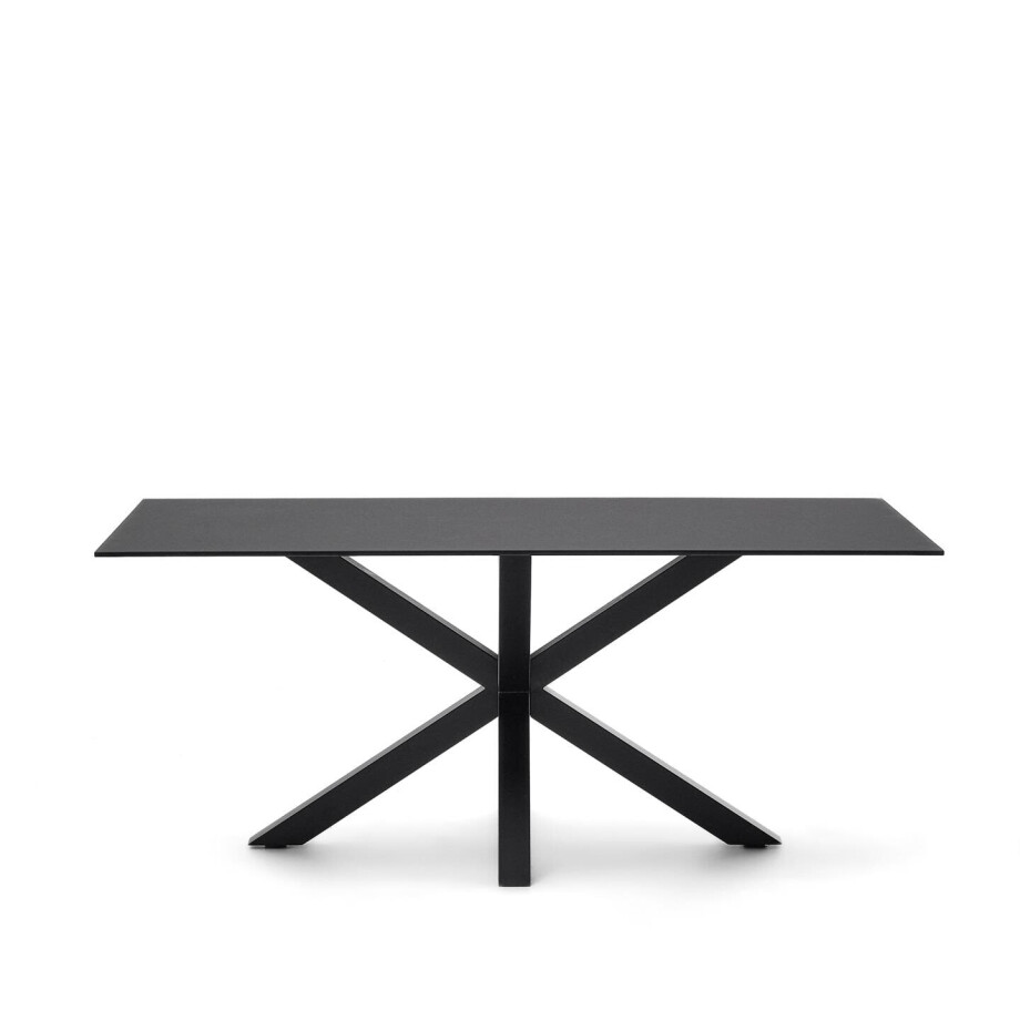 Kave Home Eettafel 'Argo' Glas, 180 x 100cm, kleur Zwart Kave Home Eettafel 'Argo' Glas, 180 x 100cm, kleur Zwart afbeelding 1