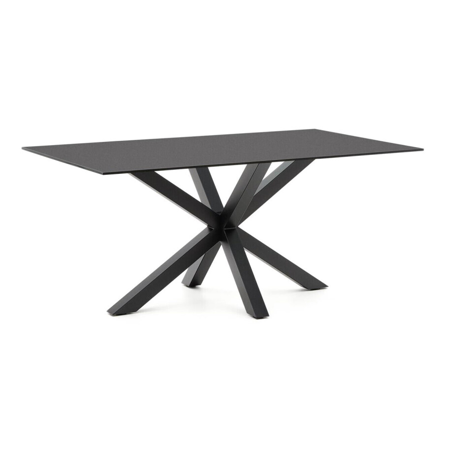 Kave Home Eettafel 'Argo' Glas, 160 x 90cm, kleur Zwart Kave Home Eettafel 'Argo' Glas, 160 x 90cm, kleur Zwart afbeelding 1