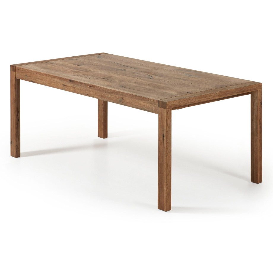 Kave Home Eettafel 'Briva' Eiken Antiek, 200 - 280 x 100cm afbeelding 