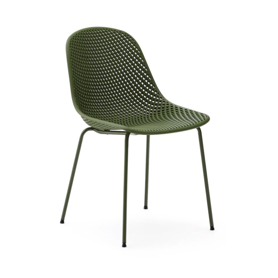 Kave Home Tuin/Eetkamerstoel 'Quinby' Kunststof, kleur Groen afbeelding 1