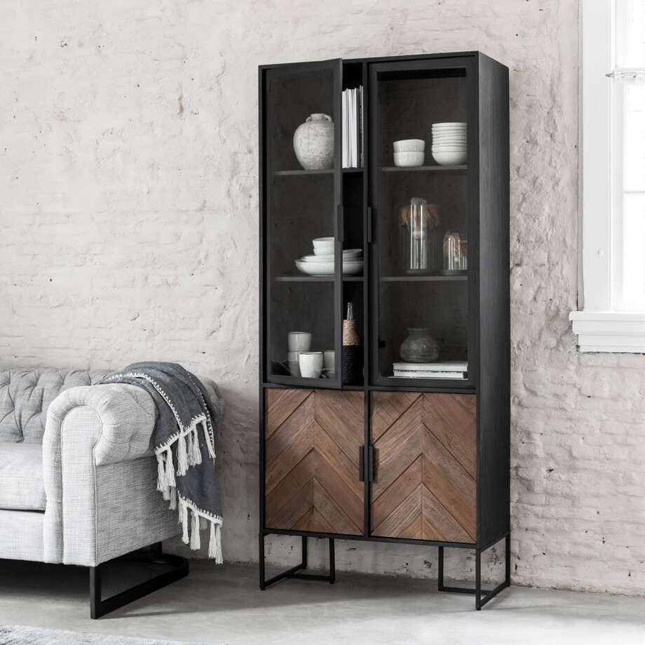 DTP Home Vitrinekast 'Criss Cross' Hout en staal, 185 x 80cm afbeelding 1