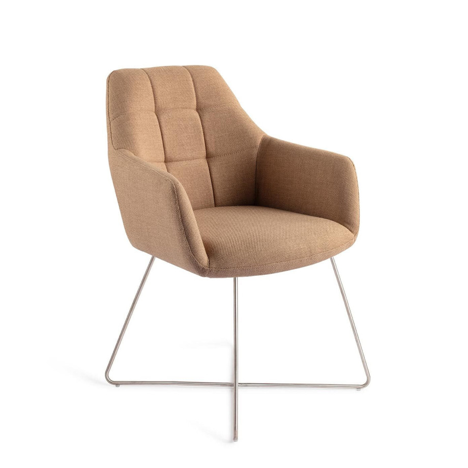 Jesper Home Eetkamerstoel 'Noto' Cross Steel, kleur Toasted Toffee afbeelding 1