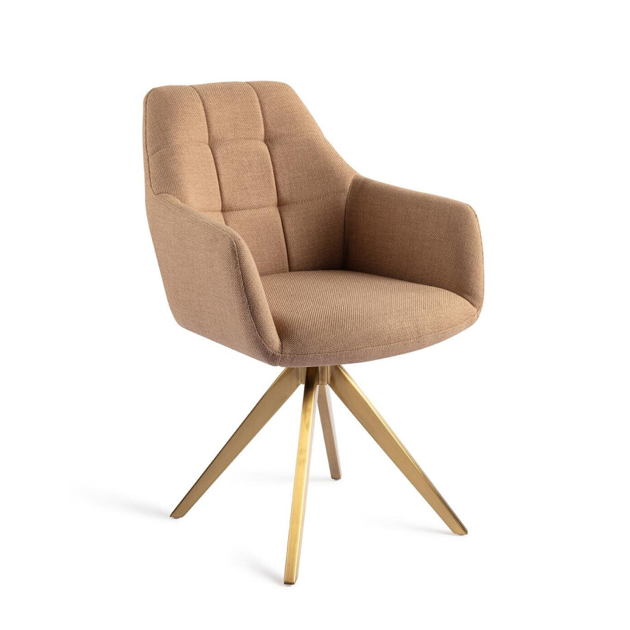 Jesper Home Draaibare Eetkamerstoel 'Noto' Turn Gold, kleur Toasted Toffee Jesper Home Draaibare Eetkamerstoel 'Noto' Turn Gold, kleur Toasted Toffee afbeelding 1
