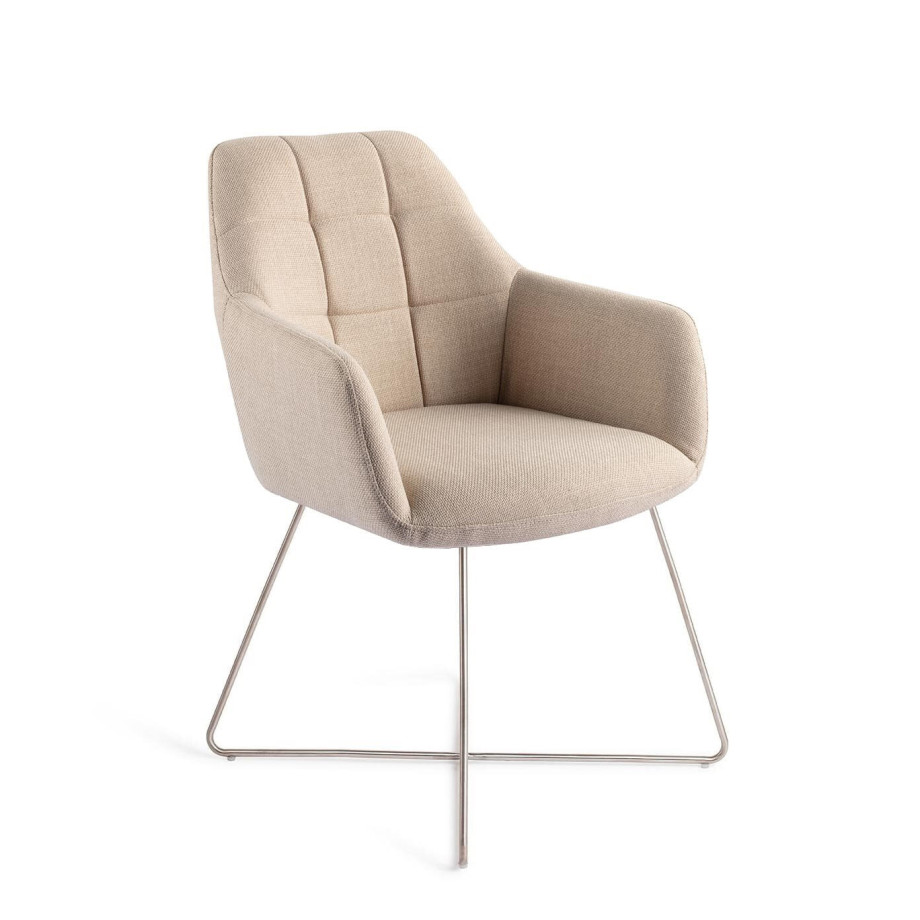 Jesper Home Eetkamerstoel 'Noto' Cross Steel, kleur Overnight Oats afbeelding 1