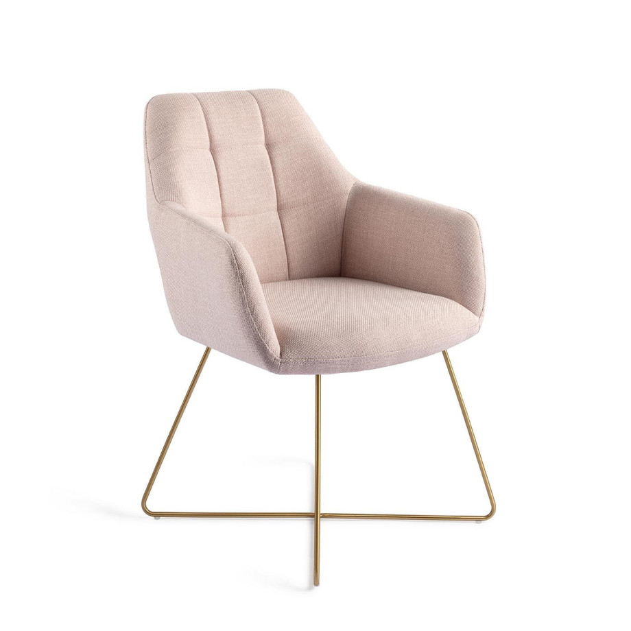 Jesper Home Eetkamerstoel 'Noto' Cross Gold, kleur Petal Pink afbeelding 1