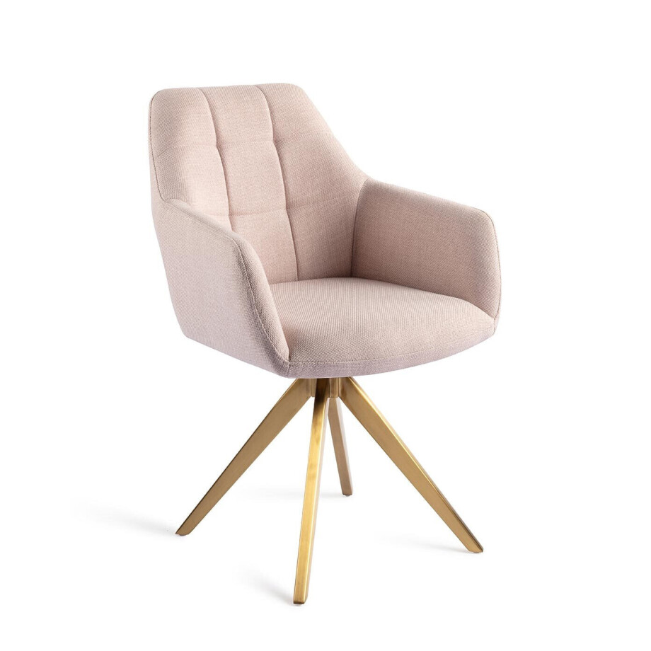 Jesper Home Draaibare Eetkamerstoel 'Noto' Turn Gold, kleur Petal Pink Jesper Home Draaibare Eetkamerstoel 'Noto' Turn Gold, kleur Petal Pink afbeelding 1