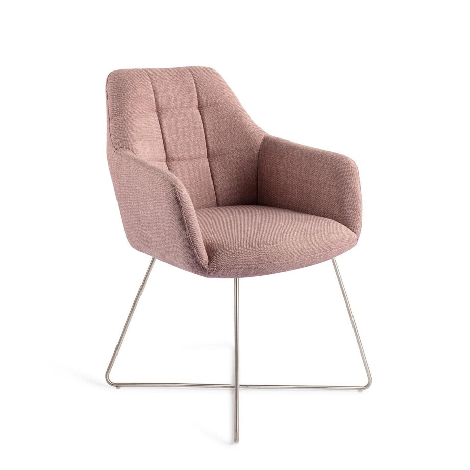 Jesper Home Eetkamerstoel 'Noto' Cross Steel, kleur Vintage Rose Jesper Home Eetkamerstoel 'Noto' Cross Steel, kleur Vintage Rose afbeelding 1