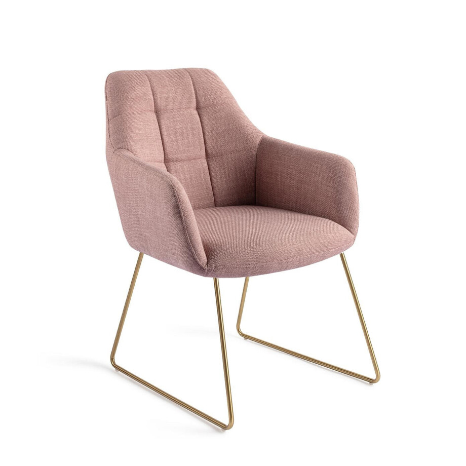 Jesper Home Eetkamerstoel 'Noto' Slide Gold, kleur Vintage Rose Jesper Home Eetkamerstoel 'Noto' Slide Gold, kleur Vintage Rose afbeelding 1