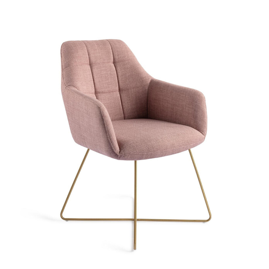 Jesper Home Eetkamerstoel 'Noto' Cross Gold, kleur Vintage Rose Jesper Home Eetkamerstoel 'Noto' Cross Gold, kleur Vintage Rose afbeelding 1