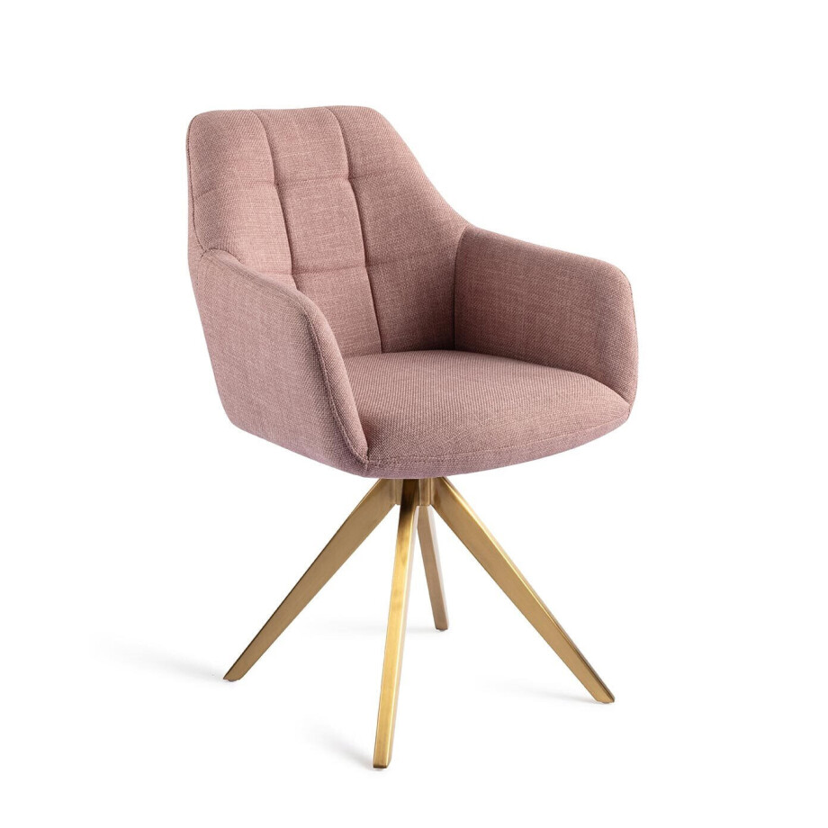 Jesper Home Draaibare Eetkamerstoel 'Noto' Turn Gold, kleur Vintage Rose Jesper Home Draaibare Eetkamerstoel 'Noto' Turn Gold, kleur Vintage Rose afbeelding 1