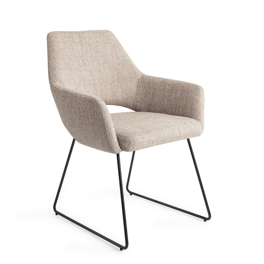 Jesper Home Eetkamerstoel 'Yanai' Slide Black, kleur Biscuit Beach Jesper Home Eetkamerstoel 'Yanai' Slide Black, kleur Biscuit Beach afbeelding 1