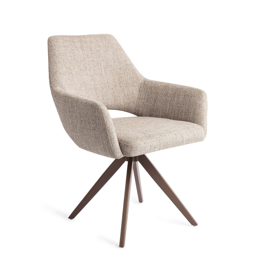 Jesper Home Draaibare Eetkamerstoel 'Yanai' Turn Brown, kleur Biscuit Beach afbeelding 1