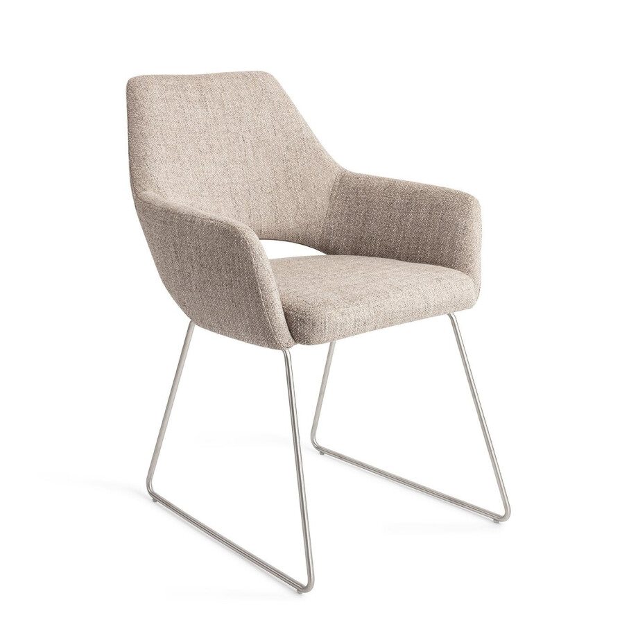 Jesper Home Eetkamerstoel 'Yanai' Slide Steel, kleur Biscuit Beach Jesper Home Eetkamerstoel 'Yanai' Slide Steel, kleur Biscuit Beach afbeelding 1