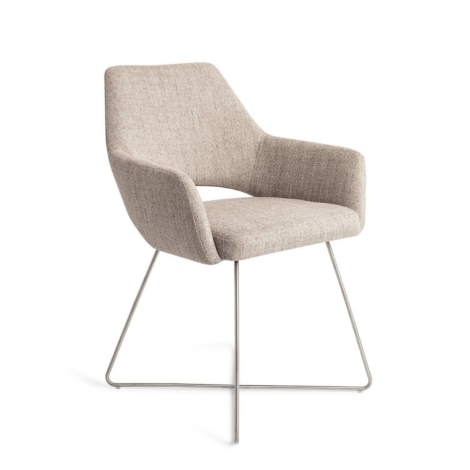 Jesper Home Eetkamerstoel 'Yanai' Cross Steel, kleur Biscuit Beach Jesper Home Eetkamerstoel 'Yanai' Cross Steel, kleur Biscuit Beach afbeelding 1