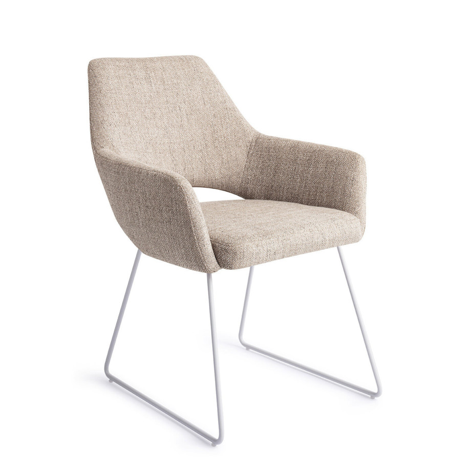 Jesper Home Eetkamerstoel 'Yanai' Slide White, kleur Biscuit Beach afbeelding 1