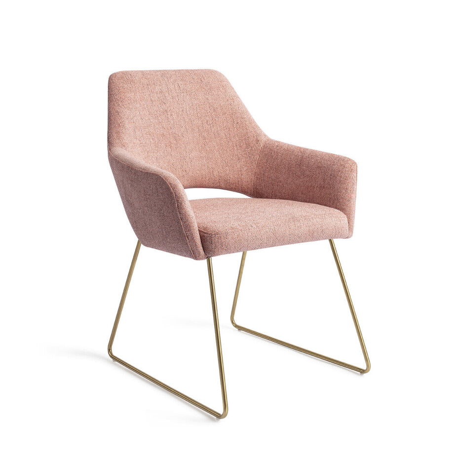 Jesper Home Eetkamerstoel 'Yanai' Slide Gold, kleur Pink Punch afbeelding 1