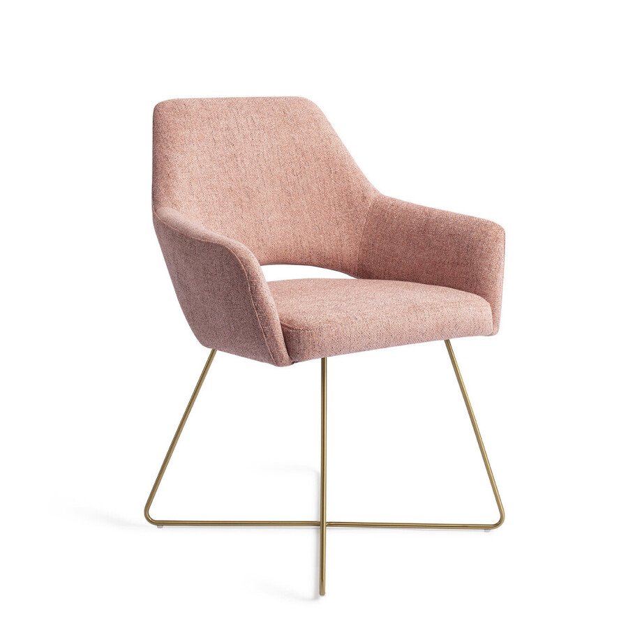 Jesper Home Eetkamerstoel 'Yanai' Cross Gold, kleur Pink Punch Jesper Home Eetkamerstoel 'Yanai' Cross Gold, kleur Pink Punch afbeelding 1