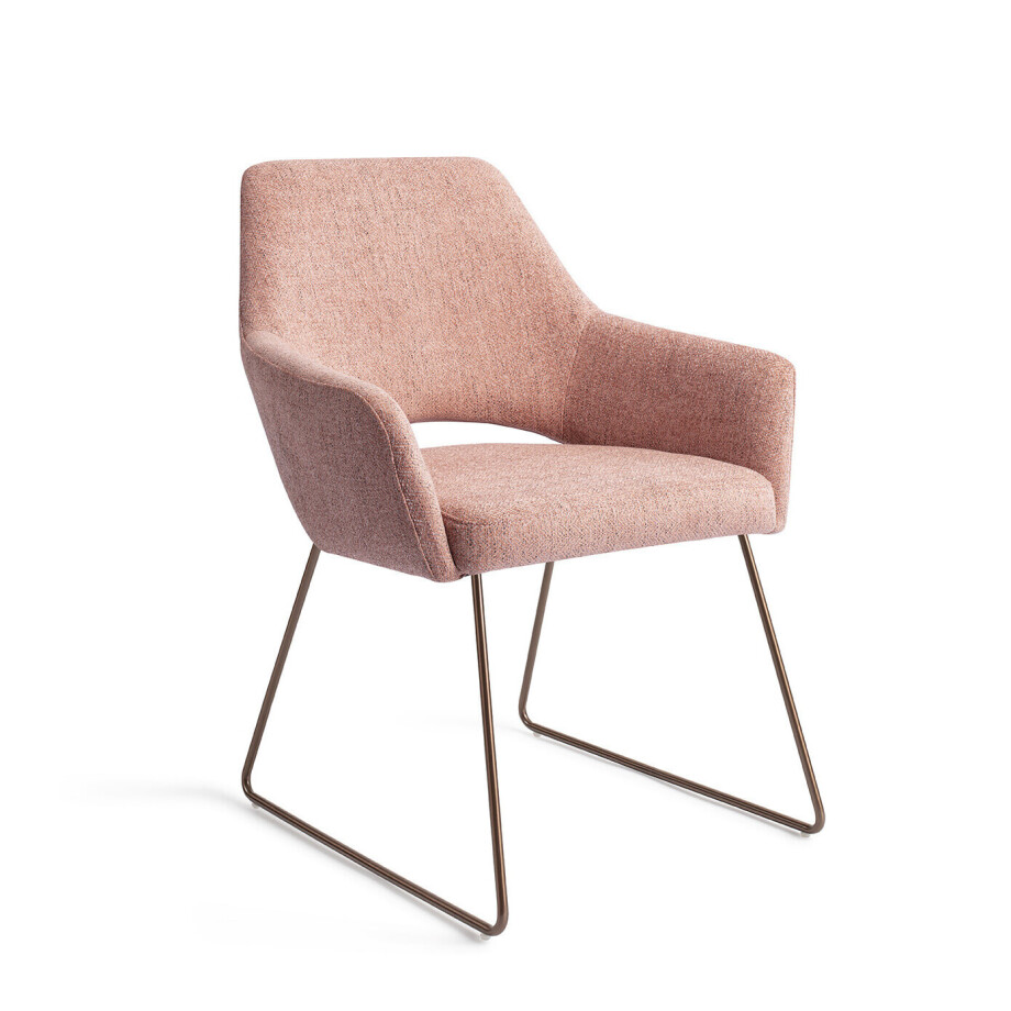 Jesper Home Eetkamerstoel 'Yanai' Slide Rose Gold, kleur Pink Punch Jesper Home Eetkamerstoel 'Yanai' Slide Rose Gold, kleur Pink Punch afbeelding 1