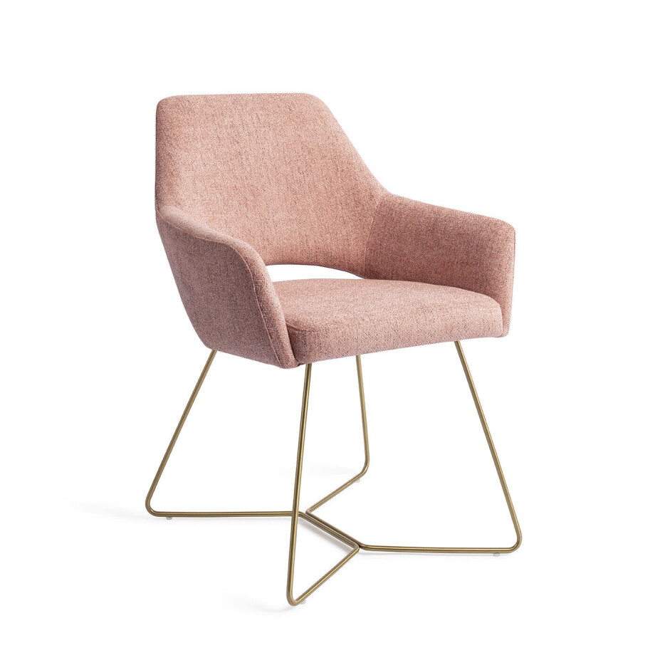 Jesper Home Eetkamerstoel 'Yanai' Beehive Gold, kleur Pink Punch Jesper Home Eetkamerstoel 'Yanai' Beehive Gold, kleur Pink Punch afbeelding 1