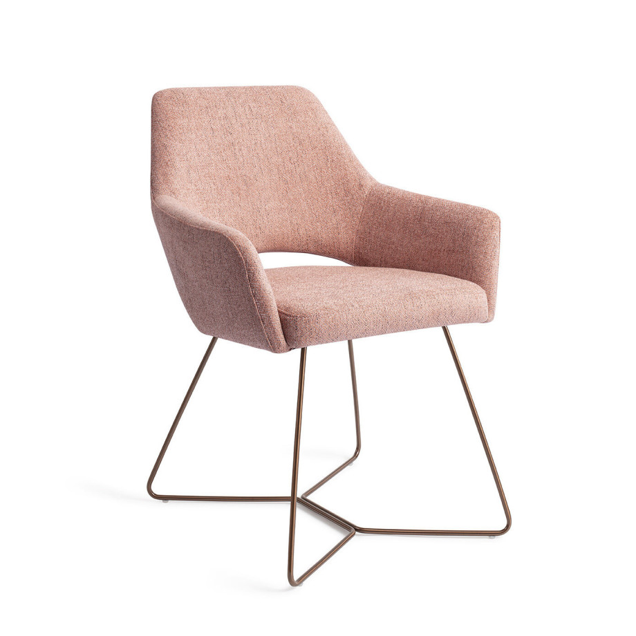 Jesper Home Eetkamerstoel 'Yanai' Beehive Rose Gold, kleur Pink Punch afbeelding 1