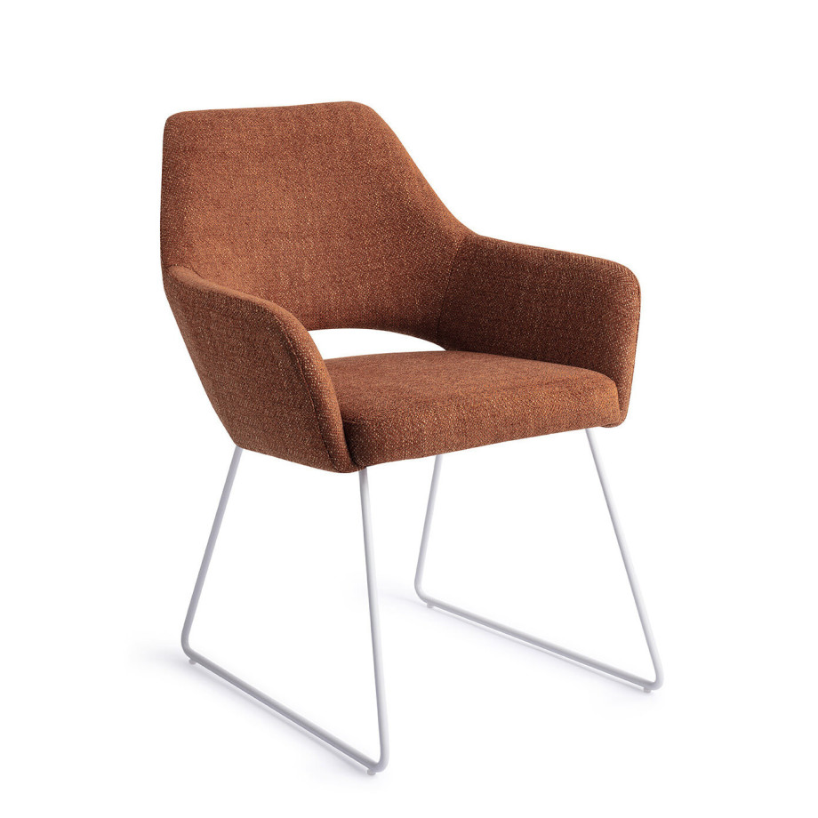 Jesper Home Eetkamerstoel 'Yanai' Slide White, kleur Tuscan Terra afbeelding 1