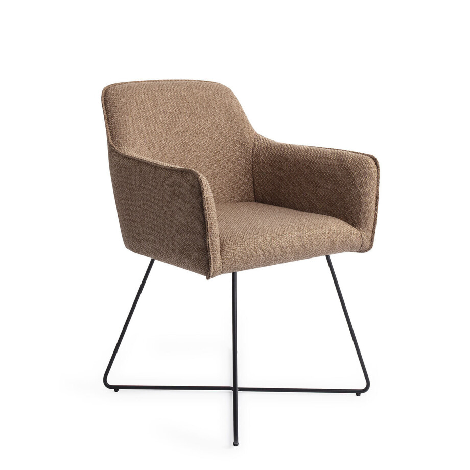 Jesper Home Eetkamerstoel 'Hofu' Cross Black, kleur French Toast Jesper Home Eetkamerstoel 'Hofu' Cross Black, kleur French Toast afbeelding 1