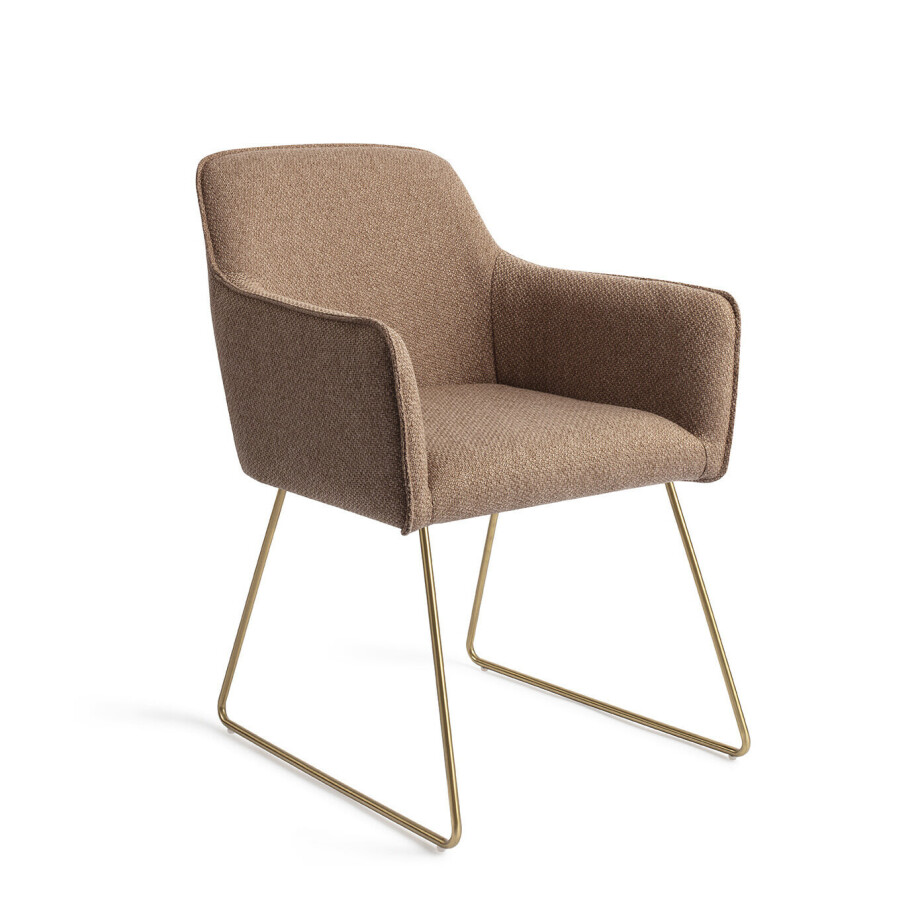 Jesper Home Eetkamerstoel 'Hofu' Slide Gold, kleur French Toast Jesper Home Eetkamerstoel 'Hofu' Slide Gold, kleur French Toast afbeelding 1