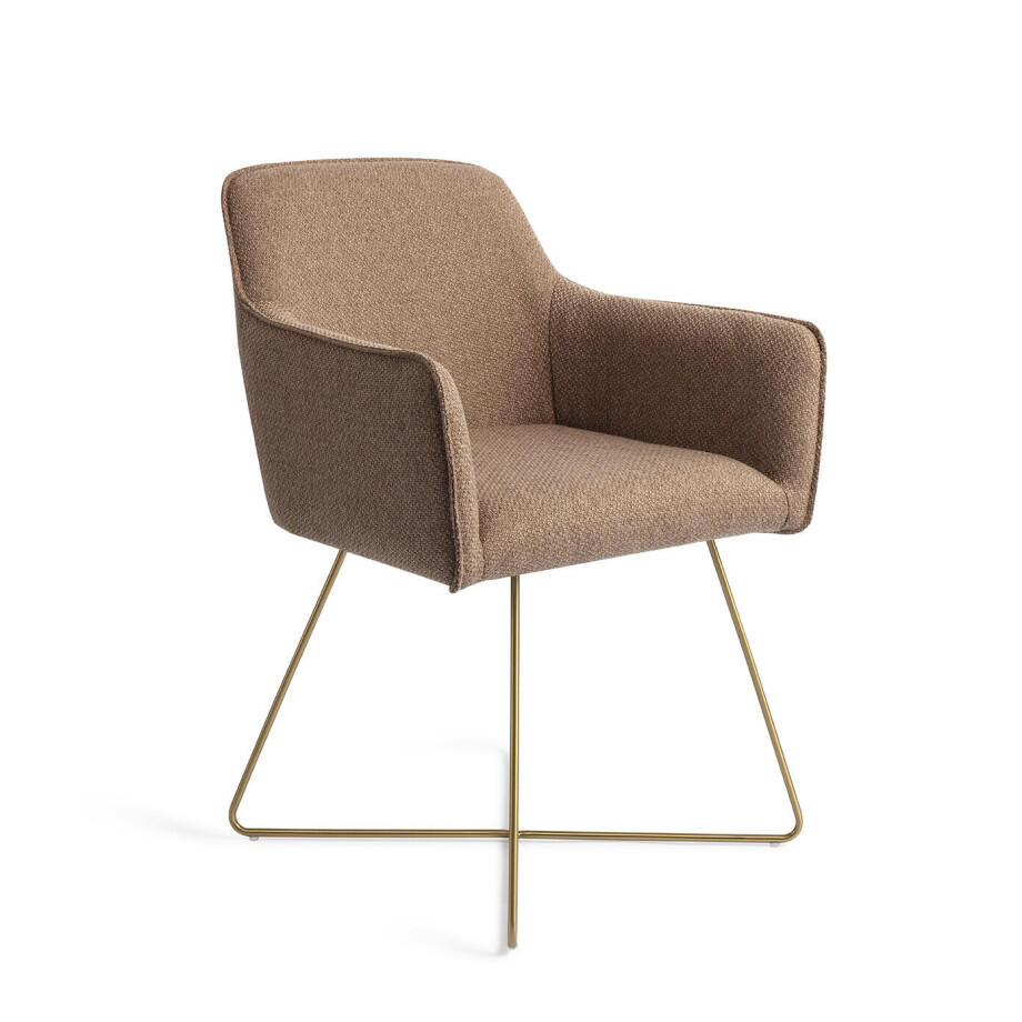 Jesper Home Eetkamerstoel 'Hofu' Cross Gold, kleur French Toast Jesper Home Eetkamerstoel 'Hofu' Cross Gold, kleur French Toast afbeelding 1