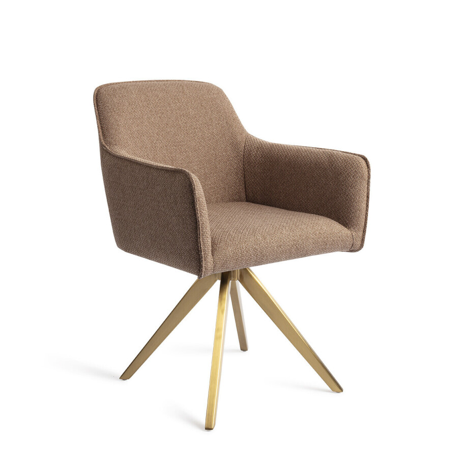 Jesper Home Eetkamerstoel 'Hofu' Turn Gold, Draaibaar, kleur French Toast Jesper Home Eetkamerstoel 'Hofu' Turn Gold, Draaibaar, kleur French Toast afbeelding 1